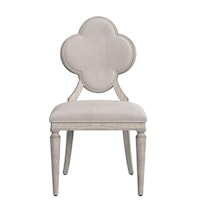 Traditional Upholstered Side Chair with Quatrefoil Shaped Back