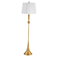 Transitional Gold Floor Lamp with White Shade