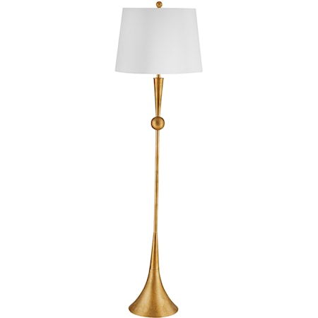 Transitional Gold Floor Lamp with White Shade