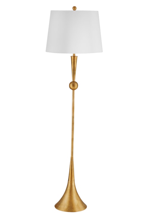 Transitional Gold Floor Lamp with White Shade