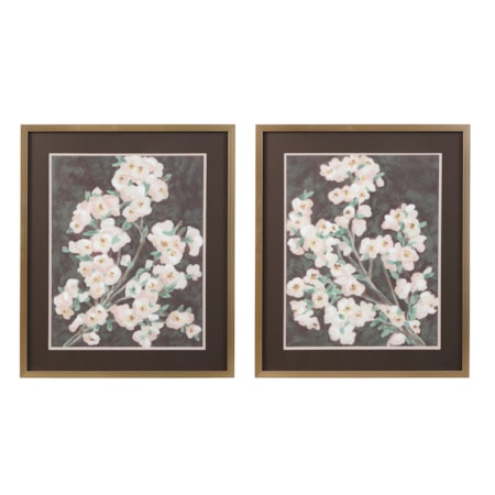 Branch Burgundy Framed Print S/2