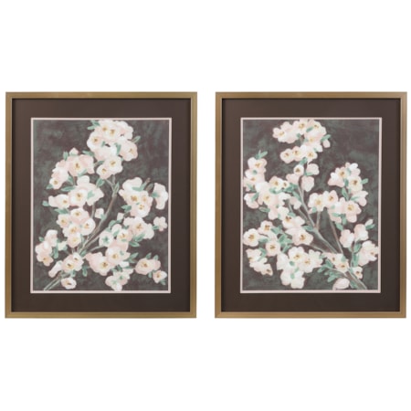 Branch Burgundy Framed Print S/2