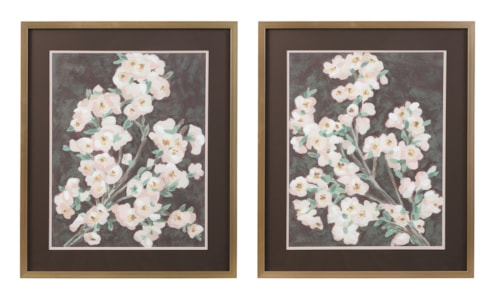 Branch Burgundy Framed Print S/2