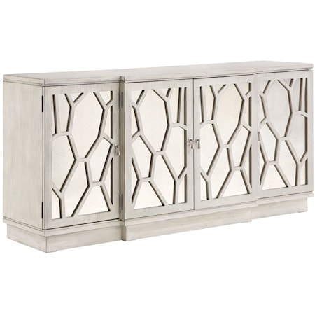 Contemporary Modern Server Cabinet with Fretwork Overlays