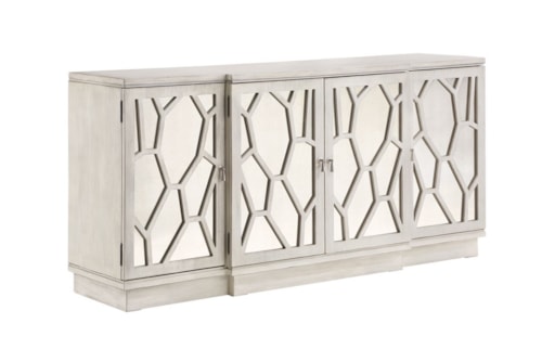 Contemporary Modern Server Cabinet with Fretwork Overlays