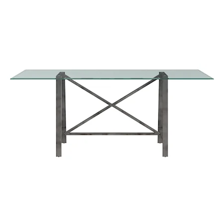 Transitional Dining Table with Glass Top