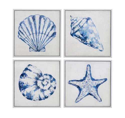 Shells Framed Canvas S/4