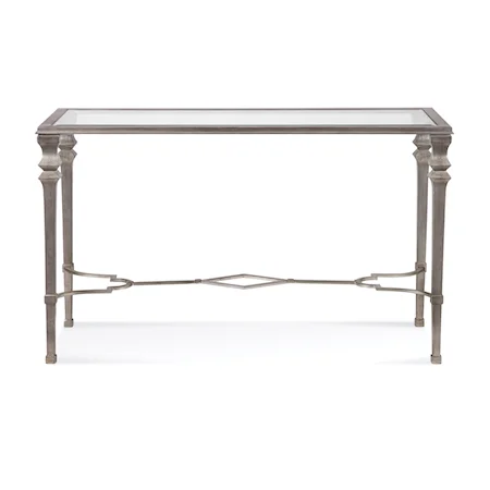 Transitional Console Table with Glass Top