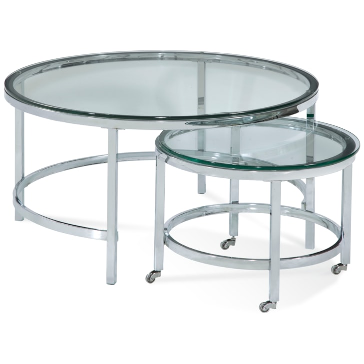 Bassett Mirror Cocktail & End Tables Patinoire Round Cocktail Table on Casters