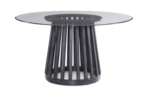 Transitional Pedestal Dining Table with Glass Top
