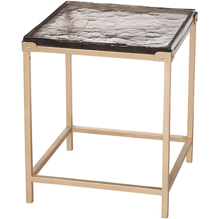 Contemporary End Table with Glass Top