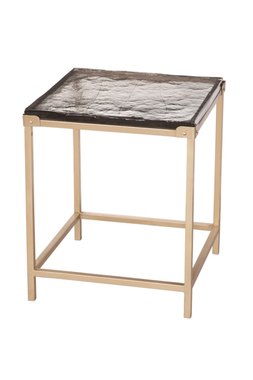Contemporary End Table with Glass Top
