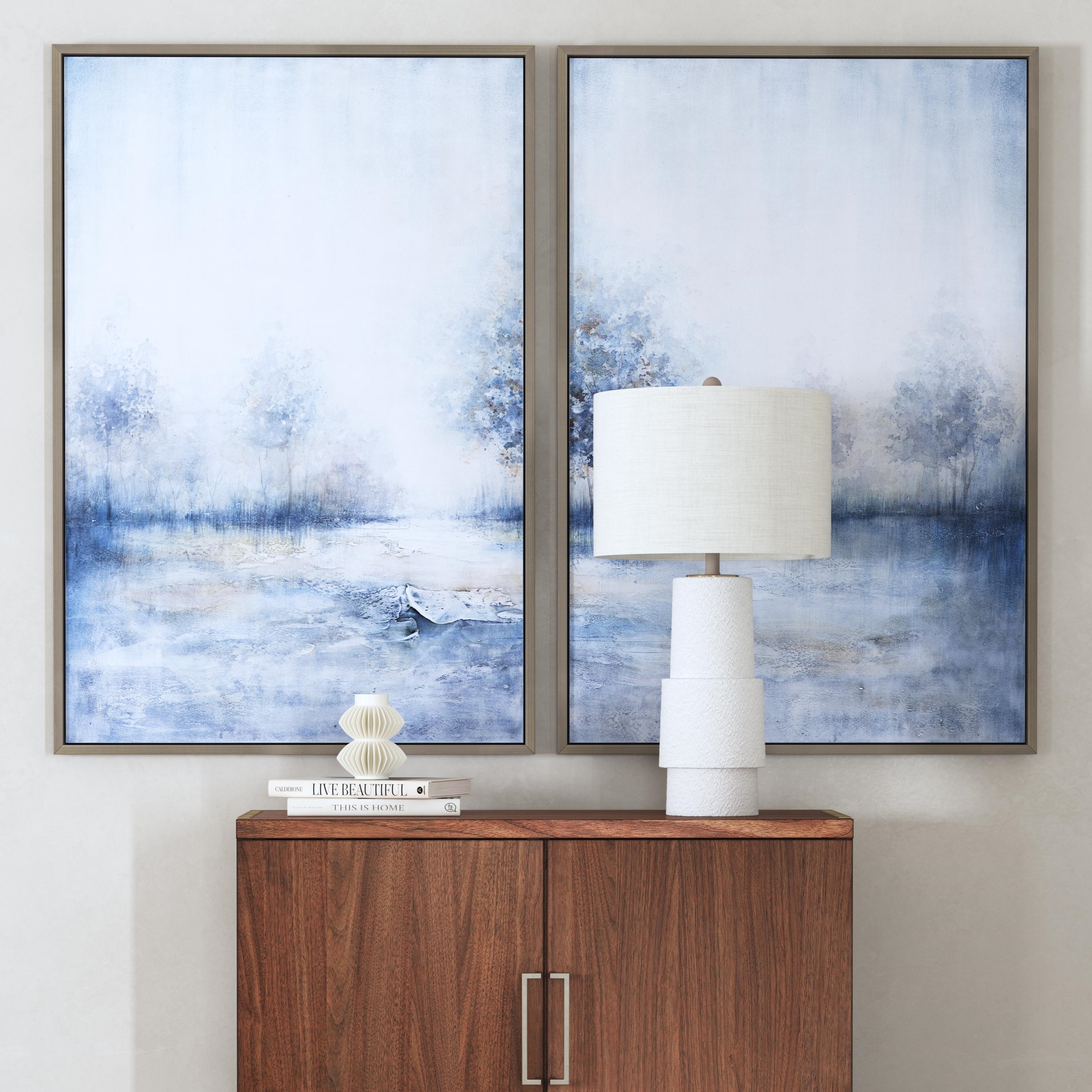 Bassett Mirror Canvas Art Blewes Framed Canvas S/2