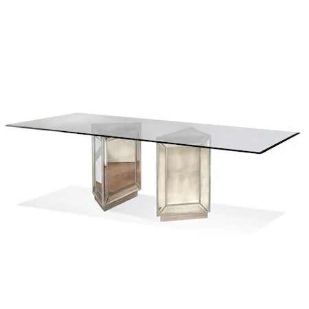 Glam 96" Dining Table with Glass Top