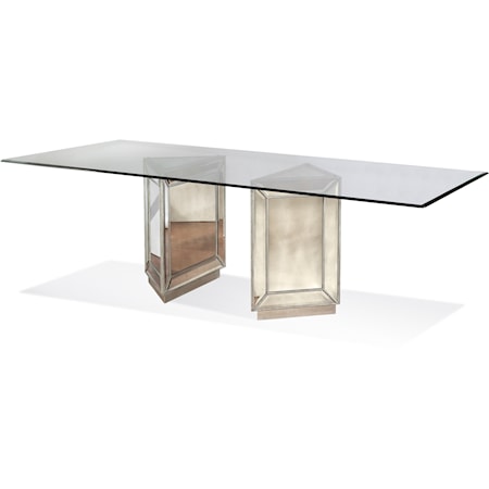 Glam 96" Dining Table with Glass Top
