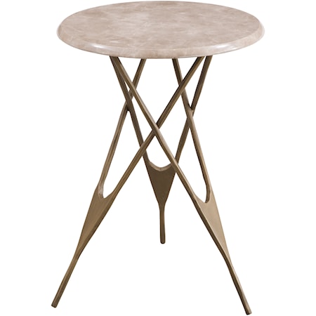 Contemporary Accent Table with a Solid Italian Marble Top