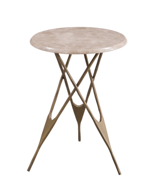 Contemporary Accent Table with a Solid Italian Marble Top