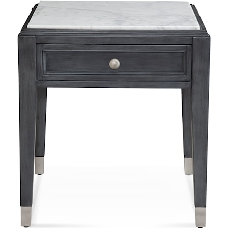 Contemporary 1-Drawer End Table with Marble Top