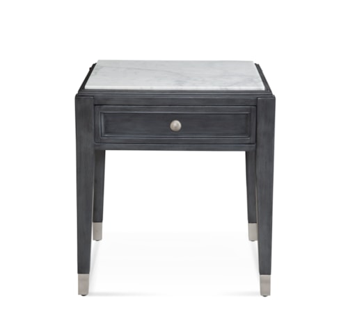 Contemporary 1-Drawer End Table with Marble Top