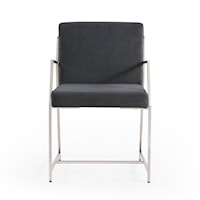 Contemporary Upholstered Dining Chair with Metal Arms