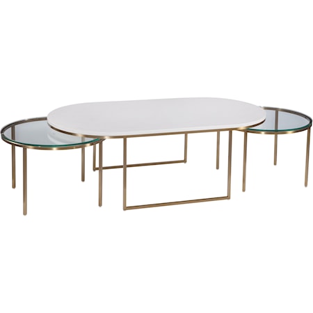 Contemporary Nesting Table Set with Terrazzo Stone Top