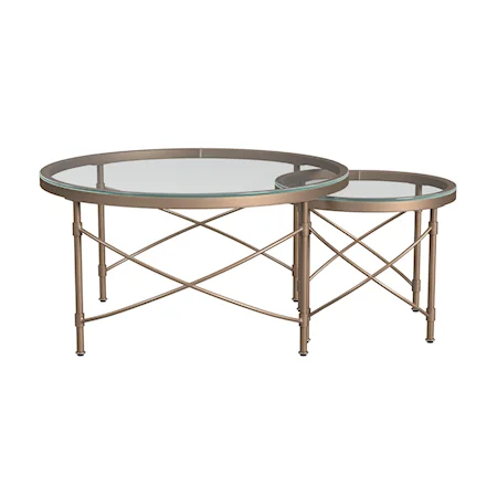 Transitional Round Nesting Coffee Table with Glass Top