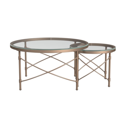 Transitional Round Nesting Coffee Table with Glass Top
