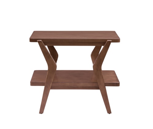 Mid-Century Modern End Table with Storage Shelf