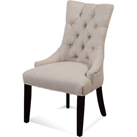 Transitional Upholstered Dining Chair with Tufted Back and Nailhead Trim