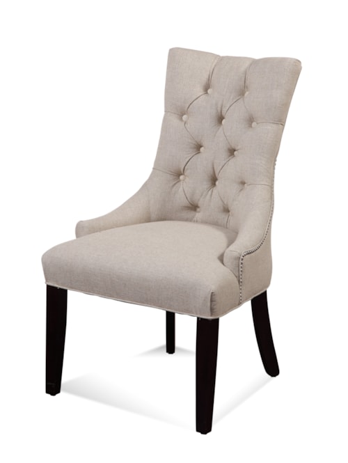 Transitional Upholstered Dining Chair with Tufted Back and Nailhead Trim