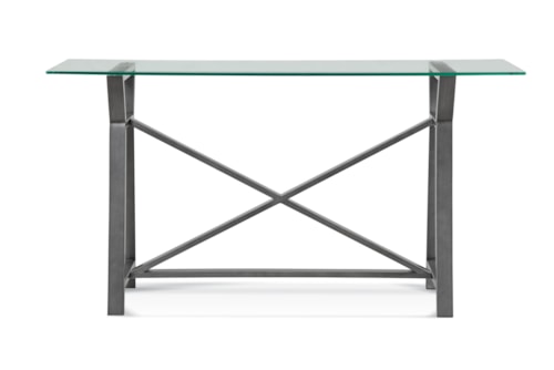Transitional Console Table with Glass Top