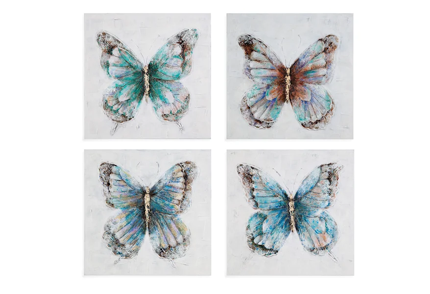  Metallic Butterflies (S/4) by Bassett Mirror at Esprit Decor Home Furnishings