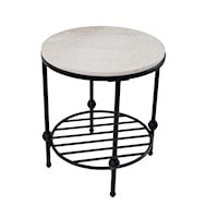 Contemporary Round End Table with Marble Top