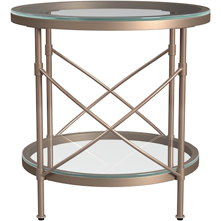 Transitional Round End Table with Glass Top