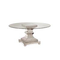 Transitional Round Dining Table with Glass Top