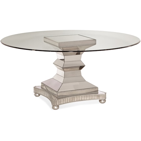 Transitional Round Dining Table with Glass Top