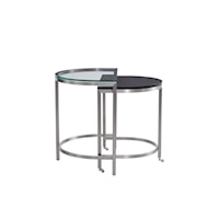 Contemporary Bunching End Tables with Marble and Glass Tops