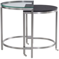 Contemporary Bunching End Tables with Marble and Glass Tops