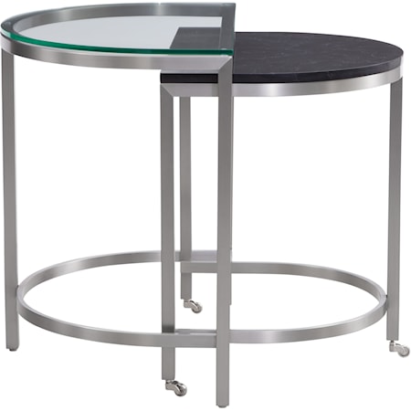 Contemporary Bunching End Tables with Marble and Glass Tops