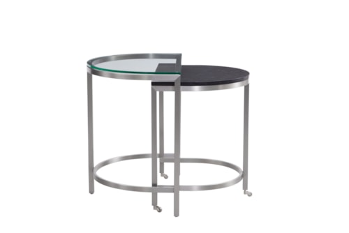 Contemporary Bunching End Tables with Marble and Glass Tops