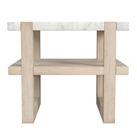 Coastal End Table with Marble Top