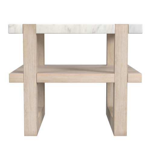 Coastal End Table with Marble Top