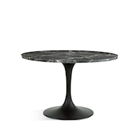 Contemporary Round Dining Table with Black Marble Top
