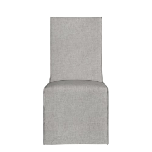 Transitional Upholstered Dining Chair with Slipcover and Casters
