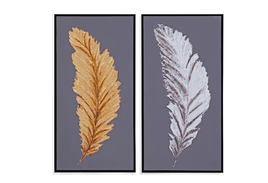  Silver and Gold Feathers (S/2) by Bassett Mirror at Esprit Decor Home Furnishings