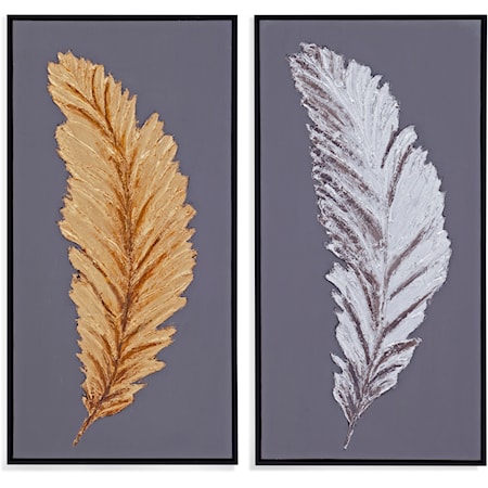 Silver and Gold Feathers (S/2)