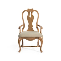 Traditional Dining Arm Chair with Scroll Back