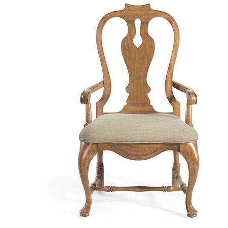 Traditional Dining Arm Chair with Scroll Back