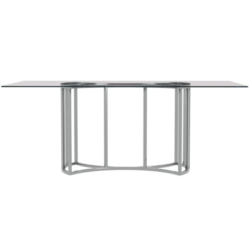 Contemporary Rectangular Dining Table with Glass Top