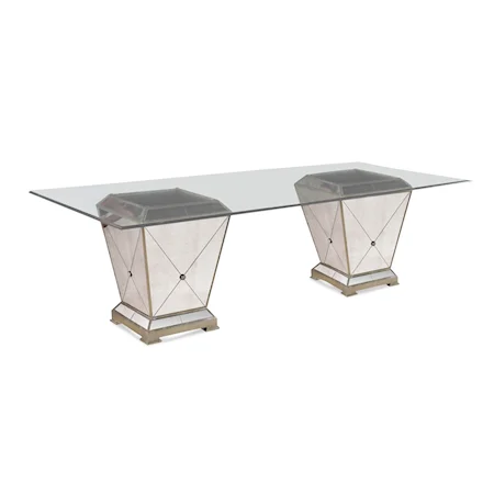 Borghese Double Pedestal Dining Table with Rectangular Glass Top